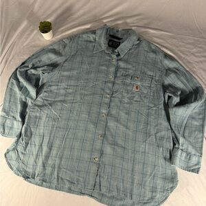 Carhartt Flannel Spring 2021 Lightweight Cotton Long Sleeve Button Up XXL Blue